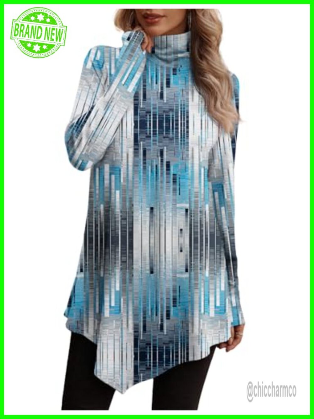 Flowy Long Sleeve Tunic Tops for Women Mock Neck Fall Shirts